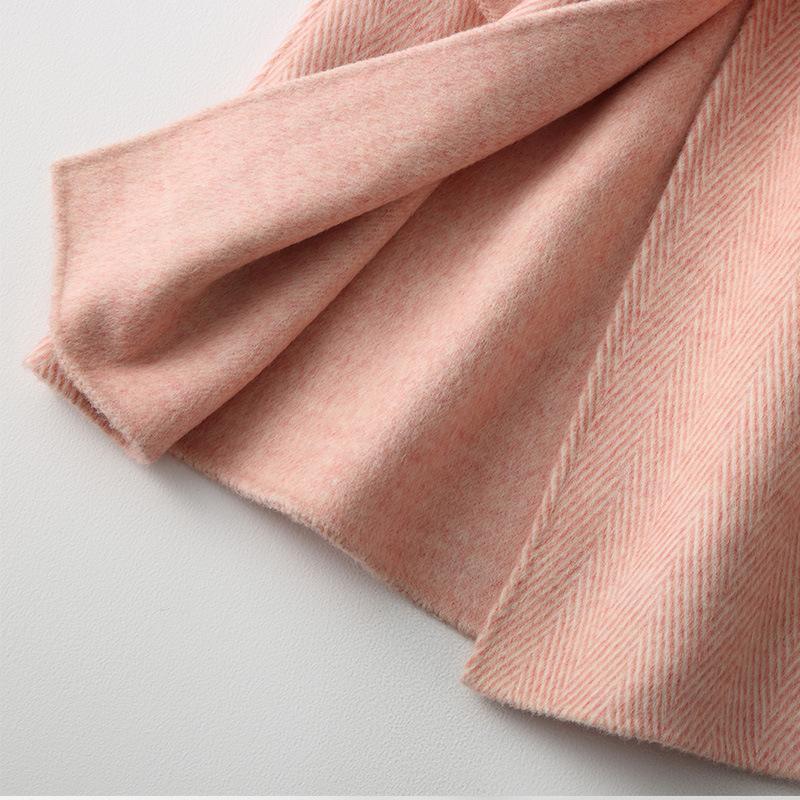 New winter double-sided fleece wool coat herringbone pattern fashion long slim and thin coat