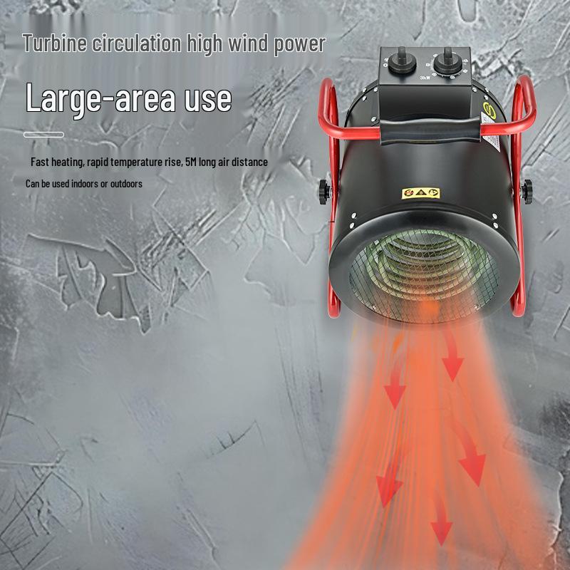 Compact High-Power Industrial Fan Heater for Rapid Heating, Ideal for Home, Breeding Farms, and Desktops.