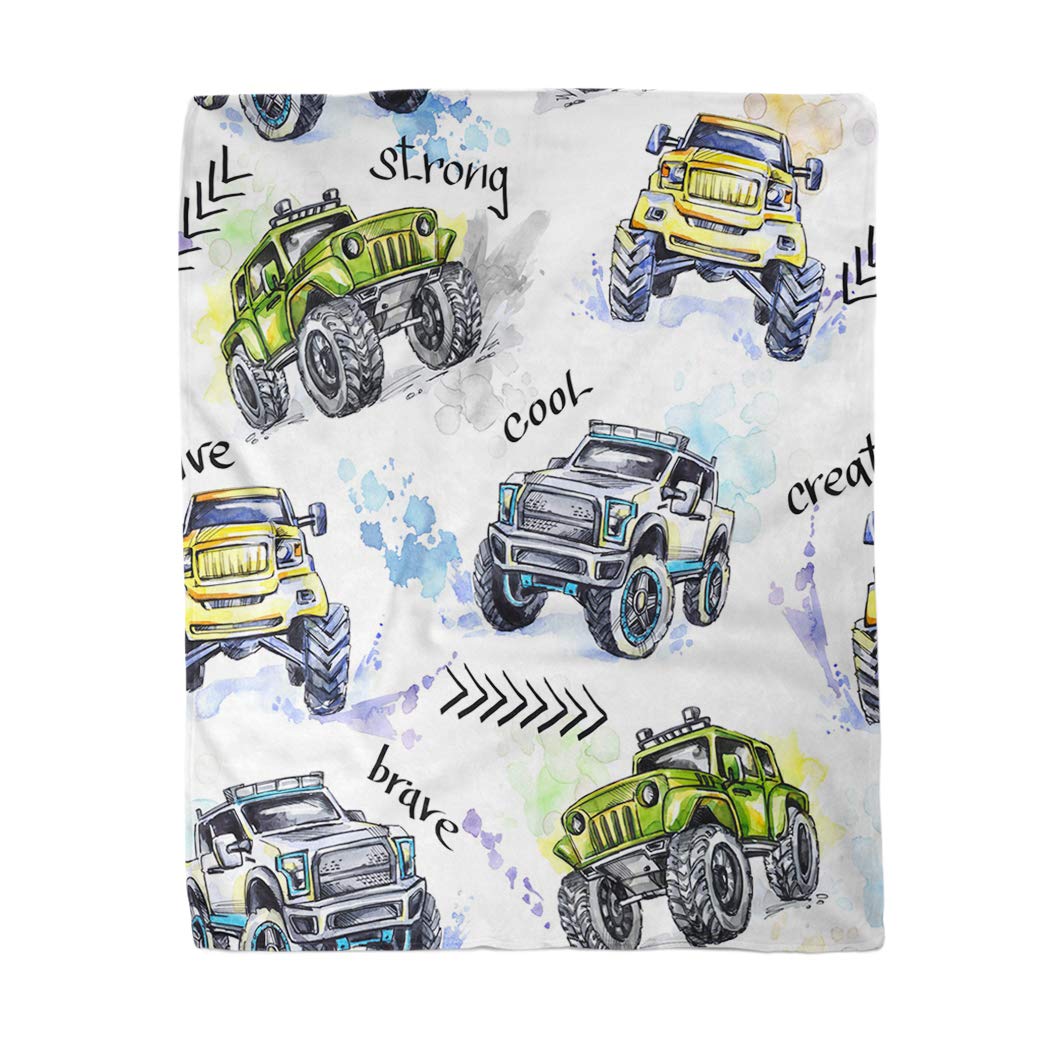 

Синя ковдра з вантажівкою-монстром, мультяшні машини, фланелеві кидкові ковдри для будь-якої пори року, для дітей, хлопчиків, для ліжка, дивана, ковдра розміру кінг-сайз, квін-сайз 150x200cm-L