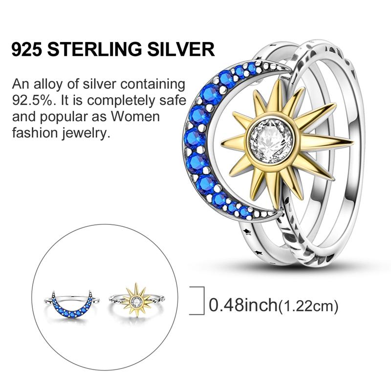 925 Silver Sun Rainbow Ring Butterfly Rings Beaded For Women Original Design Luxury Fine Jewelry Gift Party