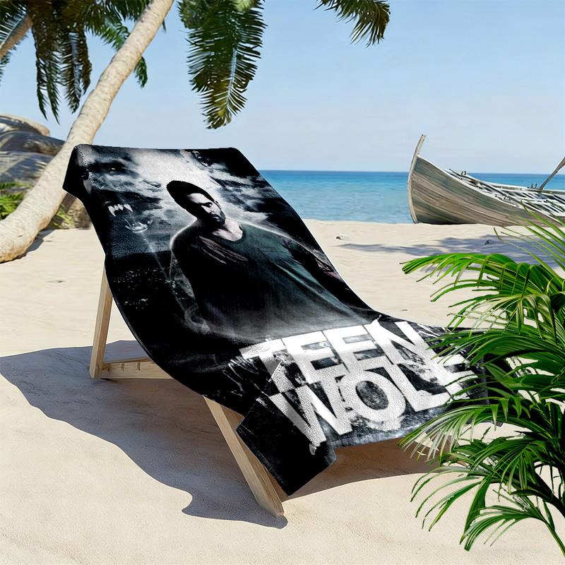 Teen Wolf Aufdruck Strandtuch, Großes Weiches Schnelltrocknendes Handtuch für Strand Camping Schwimmen