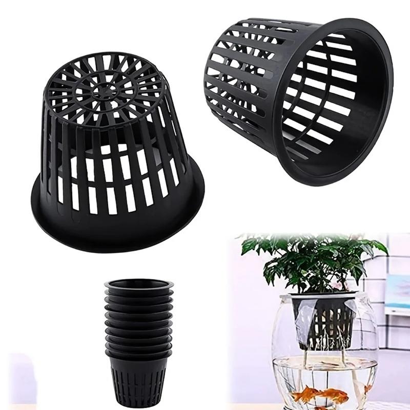 10Pcs Reusable Hydroponic Mesh Cover Hydroponic Planting Basket Plant Seedlings Planting Plastic Mesh Pot Garden Supplies