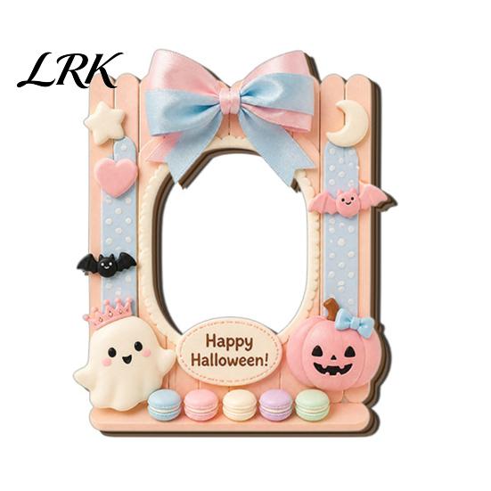 Magnetic Picture Holder Halloween Photo Frame Refrigerator Magnet, Ghost Pumpkin Decorative Holder, Wooden for Holiday Party Kitchen Display