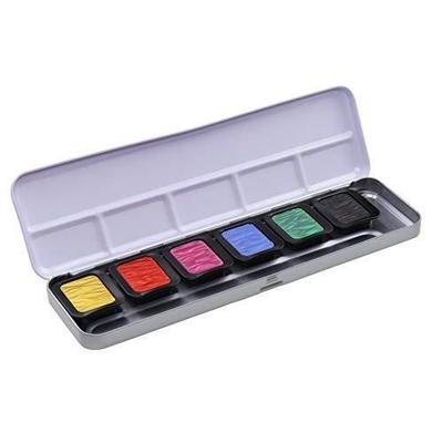Finetec Metal Paint Box F7002-6 Opaque Colors - 23 X 6.5 X 1.7 Cm