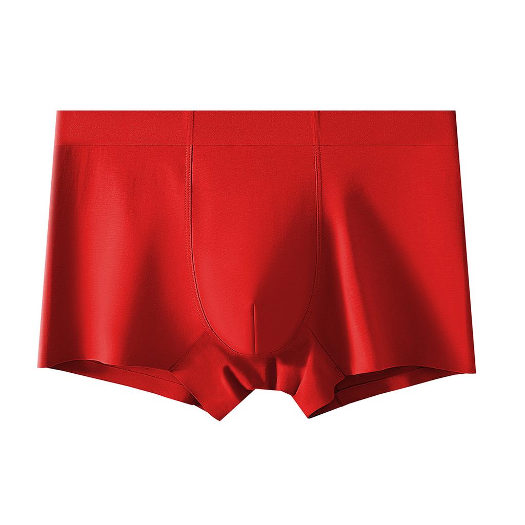 Plus Size Men's Spring and Summer Solid Color Antibacterial Breathable Non Mark Mid Waist Flat Angle Underwear