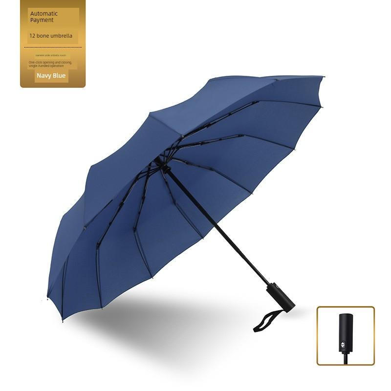 Ten-Bone 70% Off Fully Automatic Folding Umbrella for Men and Women, Business Black-Coated Sunshade Umbrella, Dual-Use for Sun and Rain, Promotional