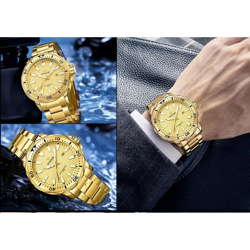 WWOOR Quartz Watch with Rotatable Case for Men