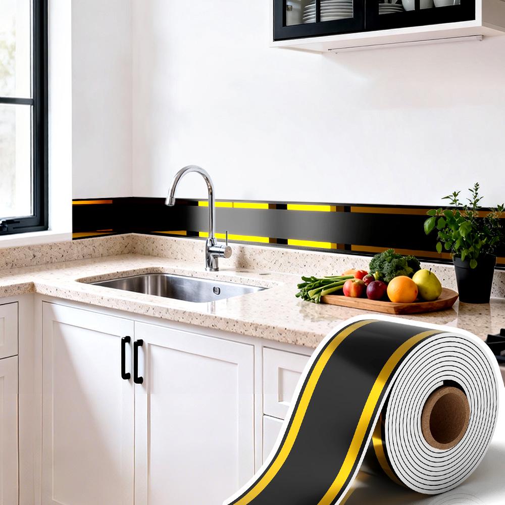 Thickened Waterproof PVC Self-Adhesive Tile-Look Baseboard Sticker