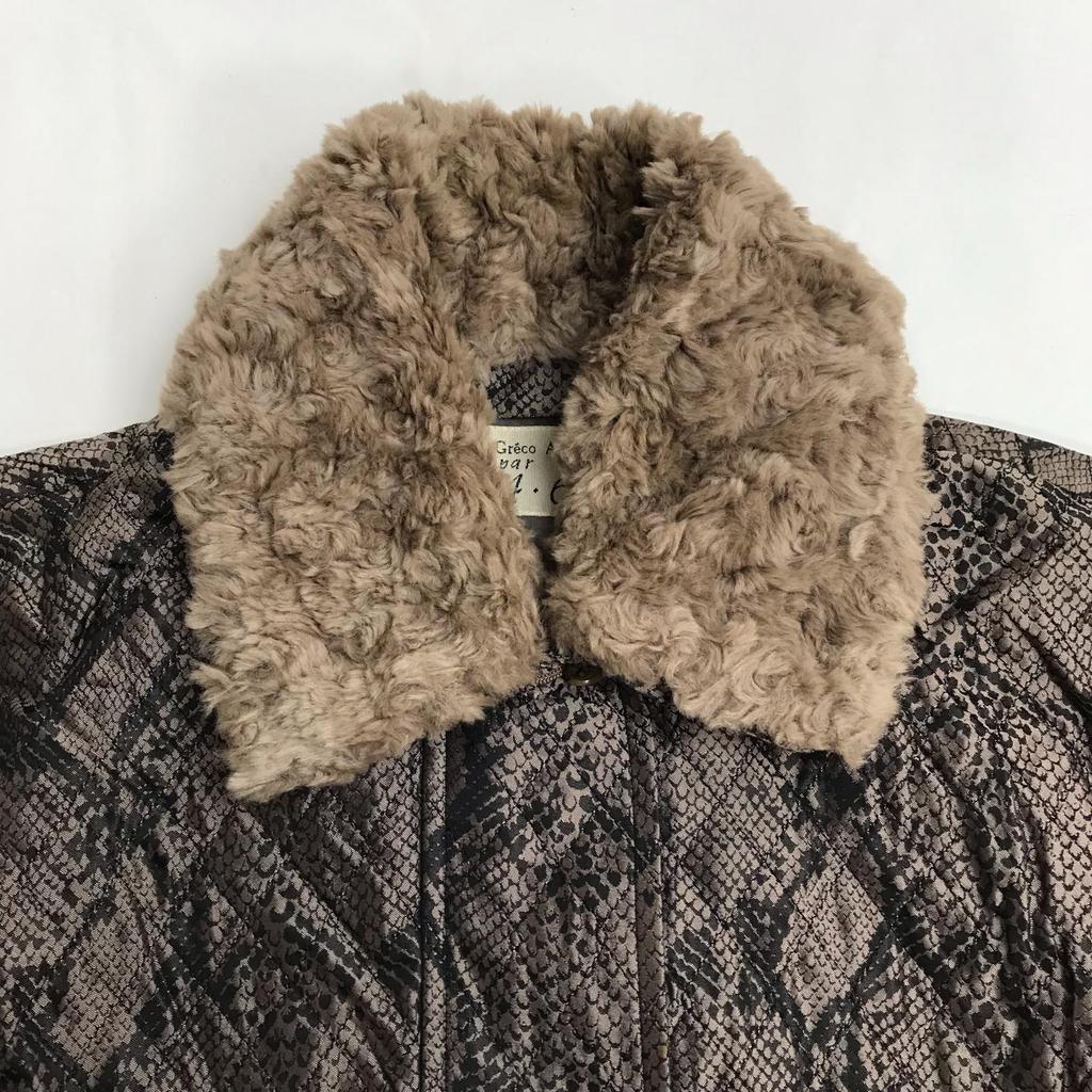 Made In Japan Madame Greco Aoyama Blouson Jacket M Women Brown Snakeskin Pattern(USED)