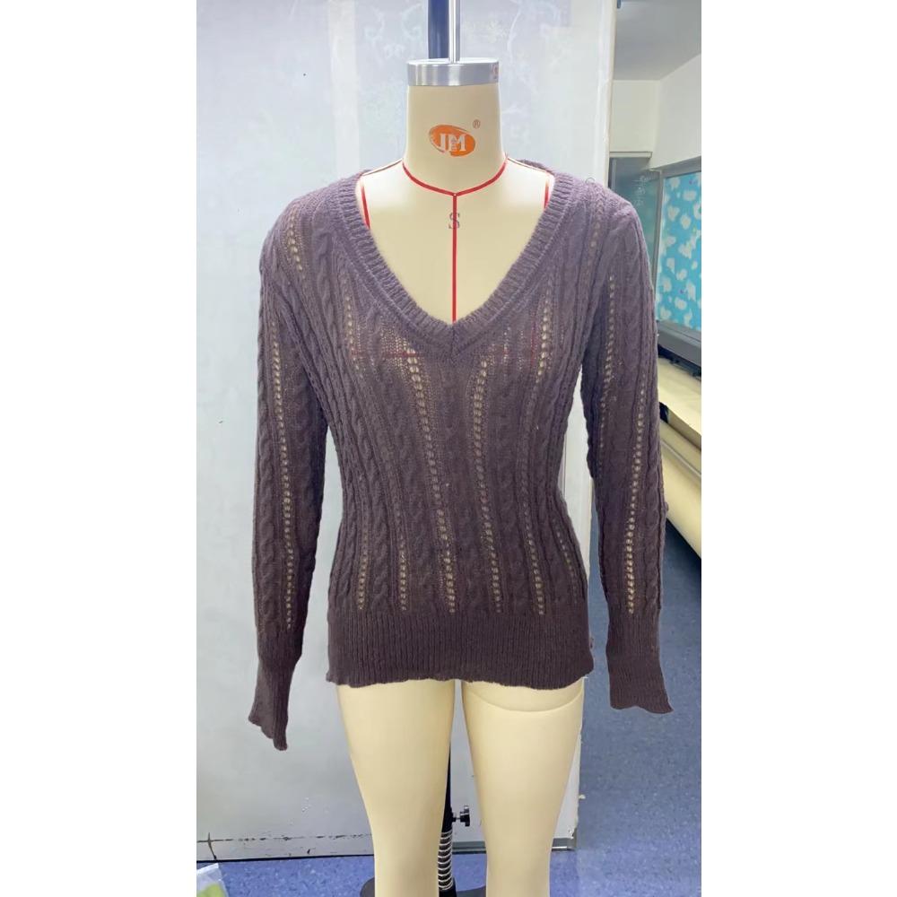 Women's Autumn and Winter V-neck Low-cut Sexy Temperament Thin Bottoming Knitwear