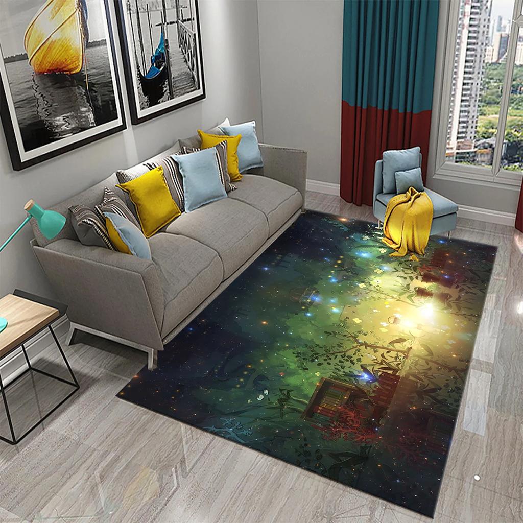 3D Garten Thema Teppich Bunte Blumen und Pflanzen Teppich für Schlafzimmer Bodenmatte Fußmatte Badezimmer Rutschfeste Matte Teppich Heimdeko