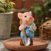Planter Pig Decoration 2PCS Micro Landscape Ornaments, Mini Figurines, Durable Outdoor Miniatures Resin Waterproof for Potted Plant Landscaping
