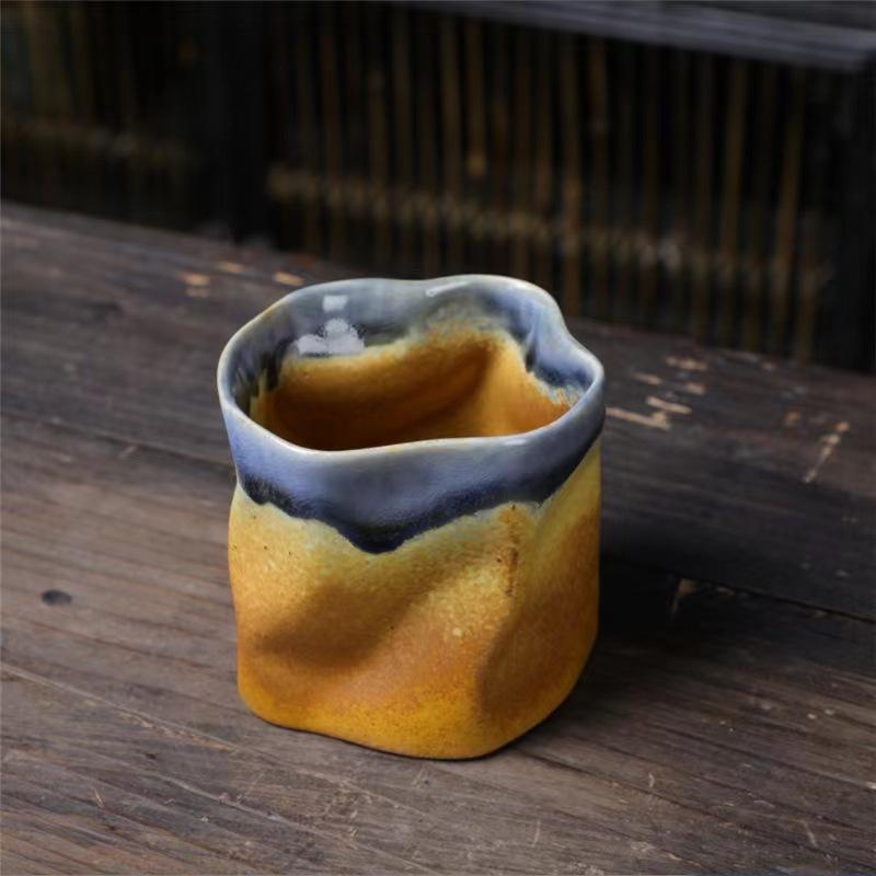 Coarse Pottery Water Cup Irregular Cup Ceramic Cup Special-Shaped Coffee Cup Home Silent Wind Home Retro Mug