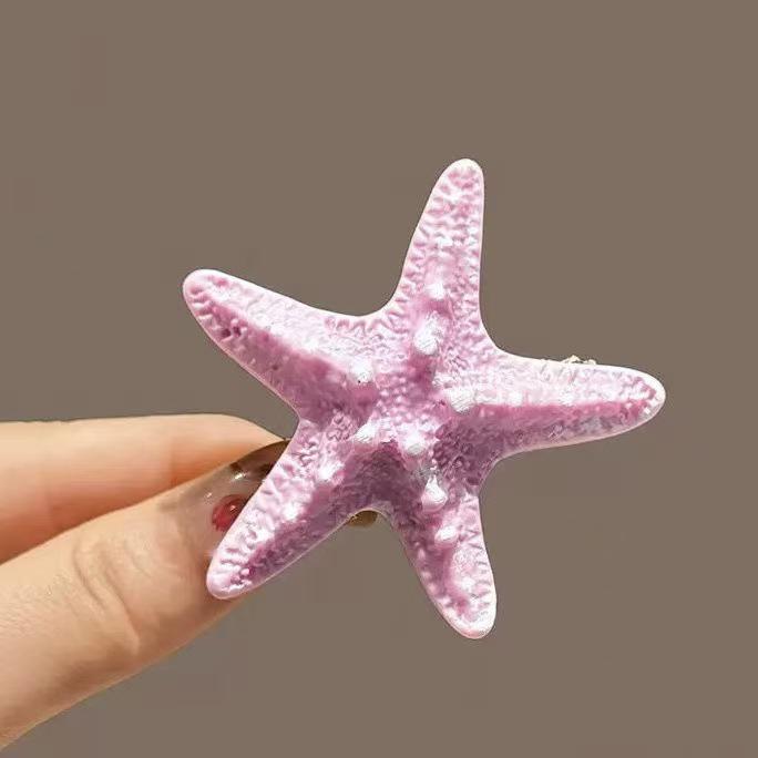 Energetyczna Klips do Włosów Żółta Rozgwiazda w Stylu Plażowym - Uroczy Wakacyjny Dodatek dla Dziewczynek