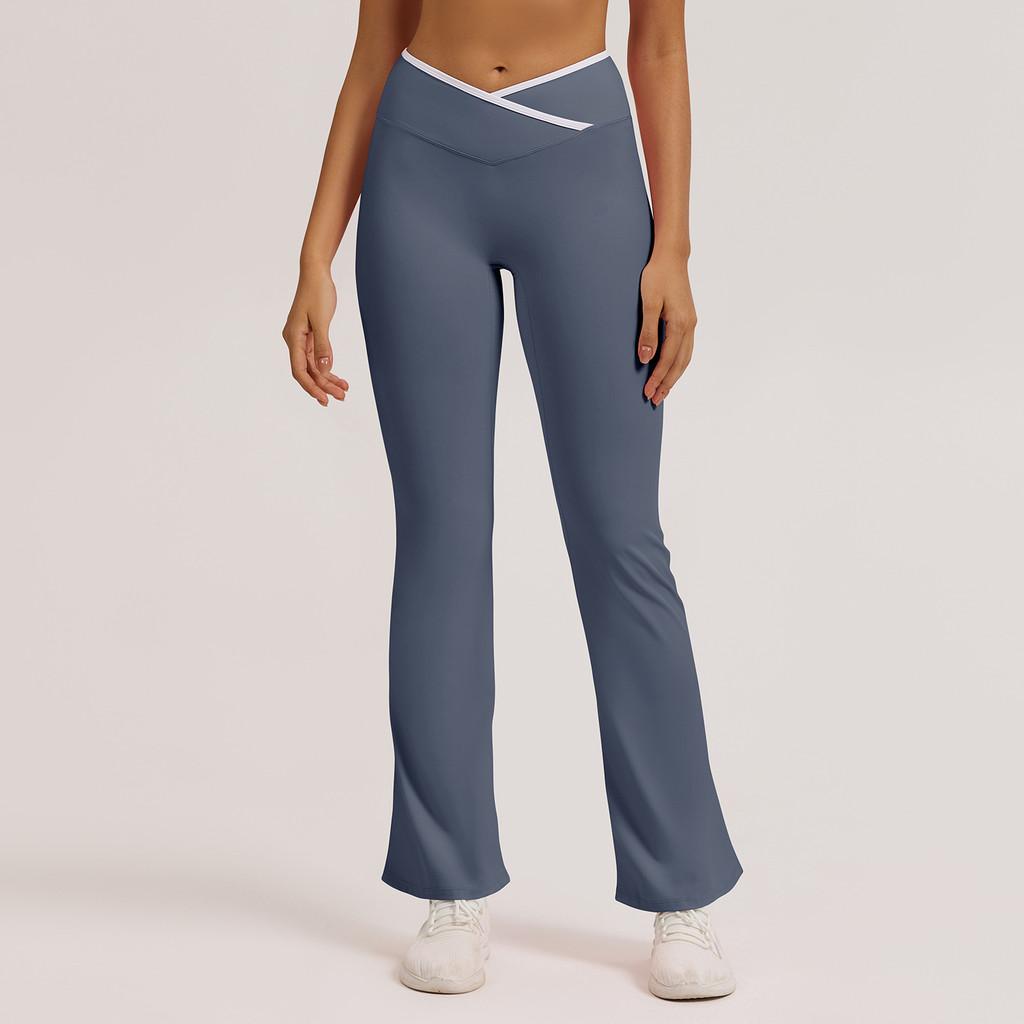 Slim Fit Yoga Pants With Crossed High Waist For Running And Fitness Women