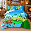 Fall Guys Pattern Bedding 3Pcs Set Bed Sheet And Pillowcases For Indoor Bedroom