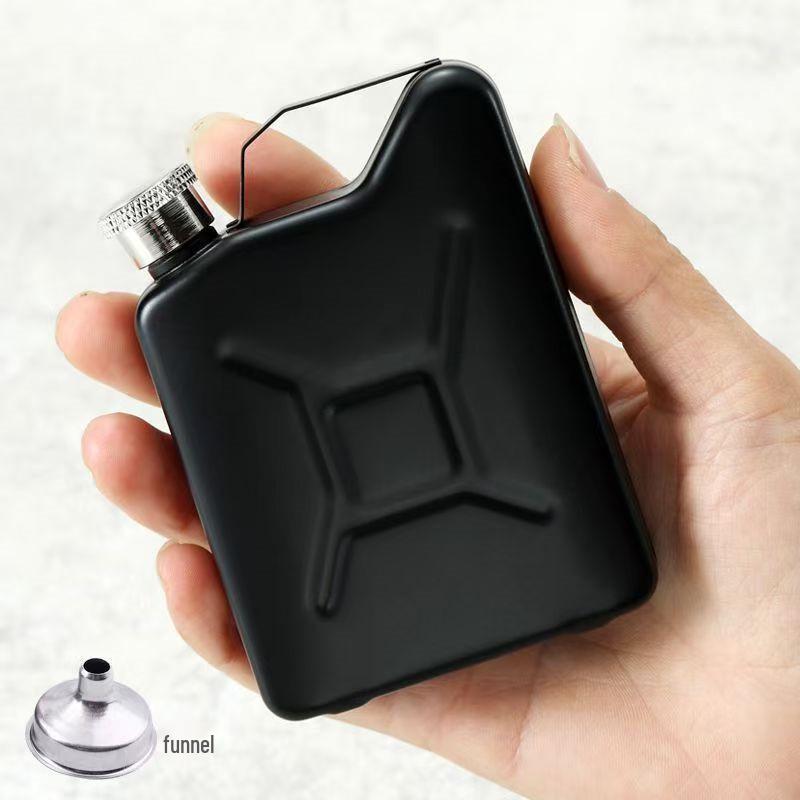 Cross-Border Stainless Steel Portable Camping Oil Drum-Shaped Flask