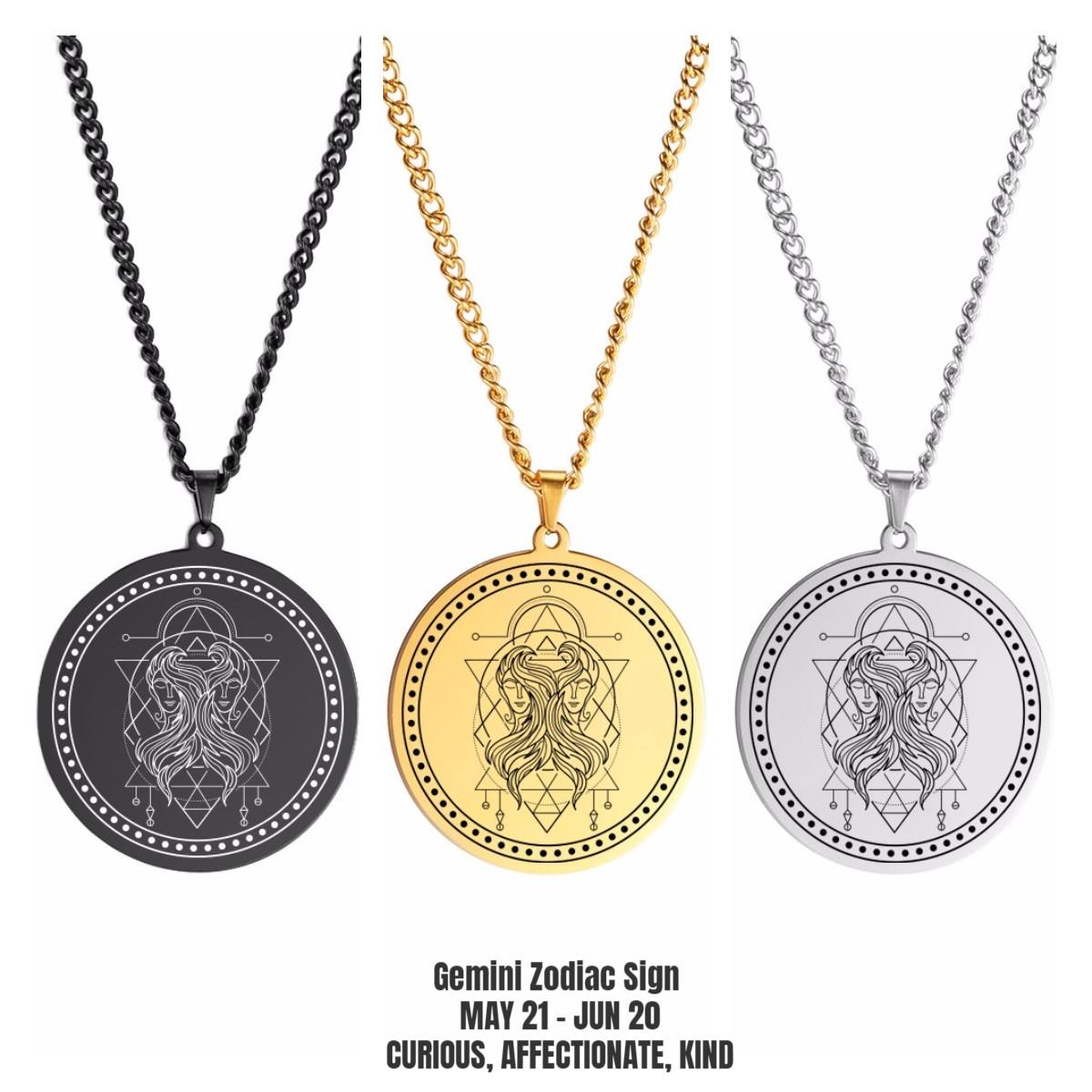 

Stainless Steel Necklaces 12 Horoscope Zodiac Sign Silver Color Pendant Chain Aries Leo Constellation Men Women Friendship Gifts Silver&60cm