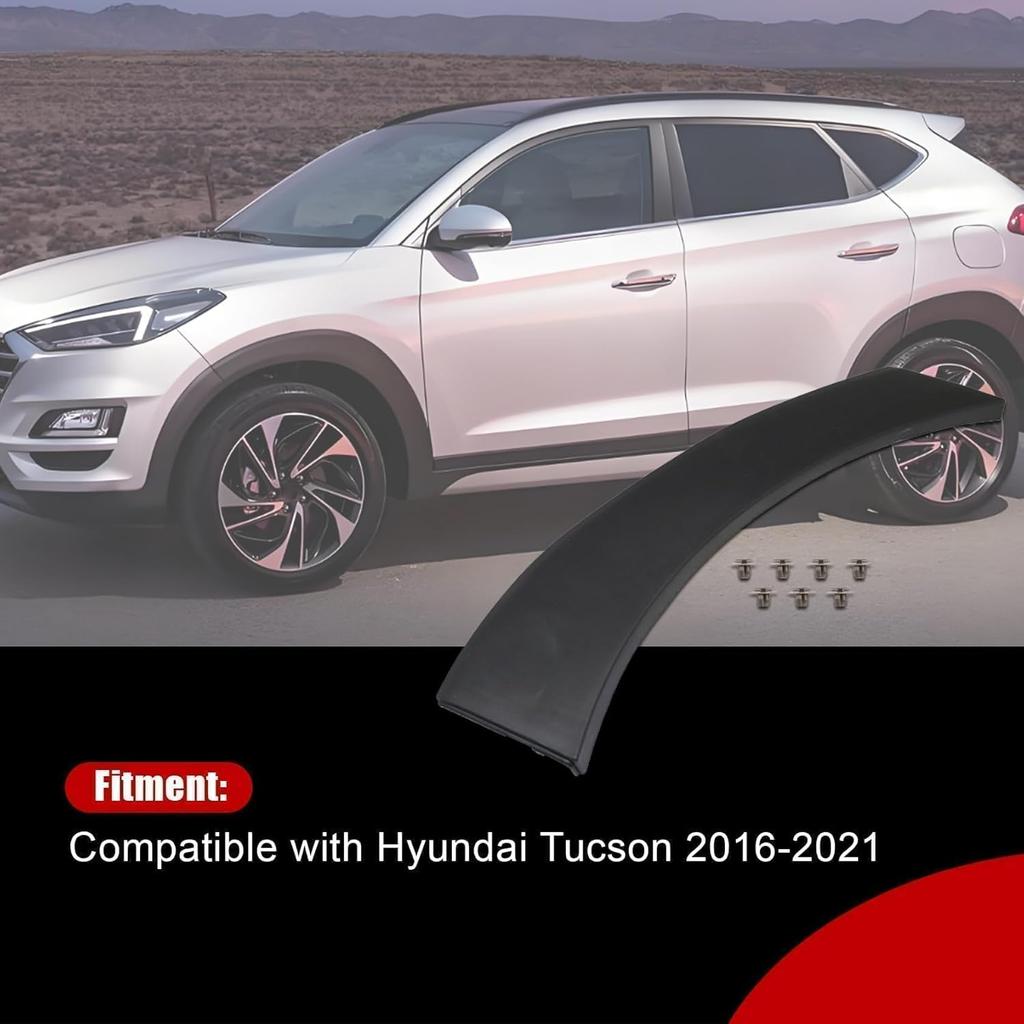FZJDSD Black Rear Right Side Fender Molding Wheel Flare Garnish 87742-D3000CA Compatible with Hyundai Tucson 2016-2021