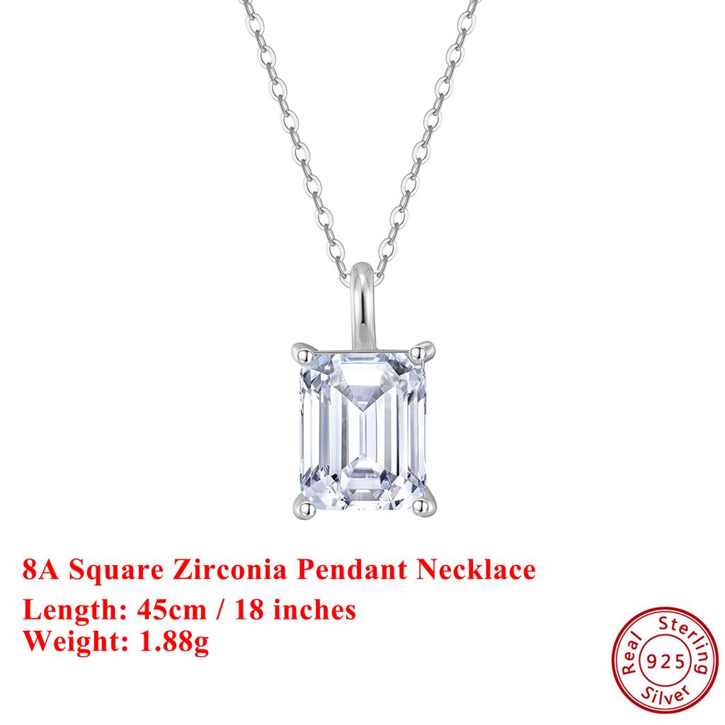 Effie Queen 100% S925 Silver 14k Gold Rectangle Zirconia Zirconia Pendant Necklace Simple Jewelry for Women Banquet Gift LZN27