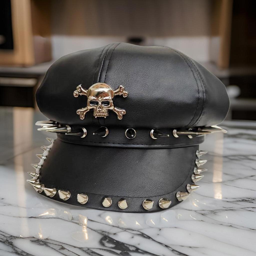 Unisex Beret Rivet Studded Painter Hat Skull Cabbie Hat for Autumn Winter Flat Hat for Daily Wear Cabbie Hat