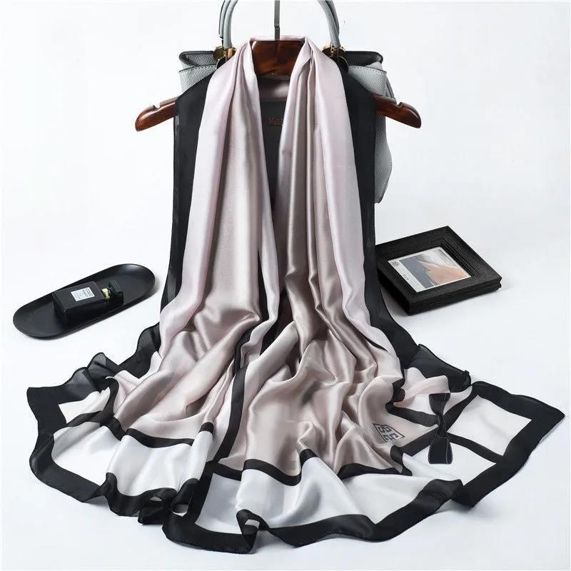 

Шарф-шаль, длинный модный универсальный женский шелковый шарф из искусственной шелковой ткани 180x90cm