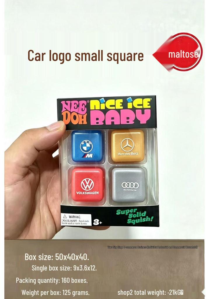 Needoh Four-Grid Ice Cube Squeeze Toy - Stress Relief, Fun, Slow Rebound.