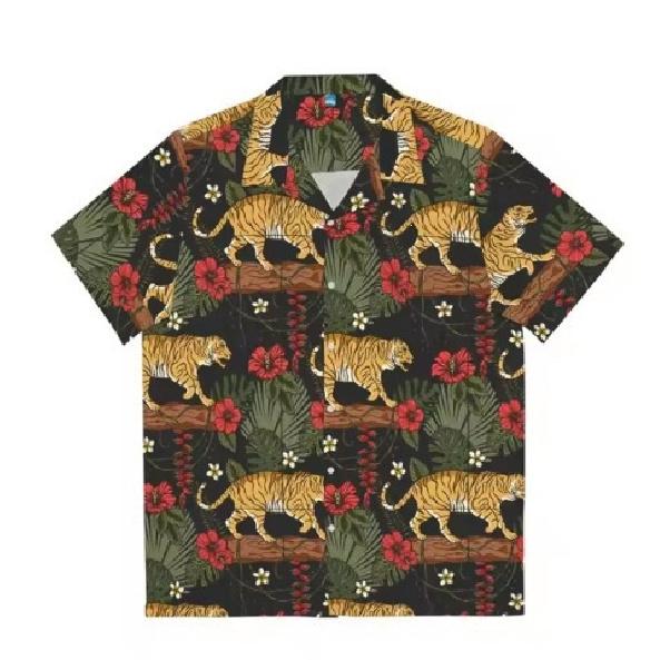 Herren Hawaii Tiger Strandhemd Mode Tierhemd Party Urlaub Kurzarm Freizeithemd