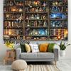 2D Flat 1-piece Background Cloth for Wizard's Study - Featuring a Magical Library Theme with Bookshelves and Potion Bottles