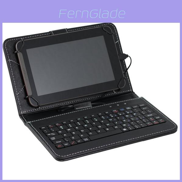 Universal 7-inch Tablet Pc Keyboard Flip Stand Case With Premium Pu Leather Protection