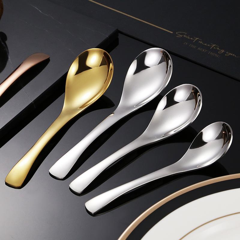 Verdickter Suppenlöffel aus 304 Edelstahl, chinesisches Geschirr, Schöpfkellen für die Küche zu Hause, hochglanzpoliertes Besteck für Reis, Dessertlöffel
