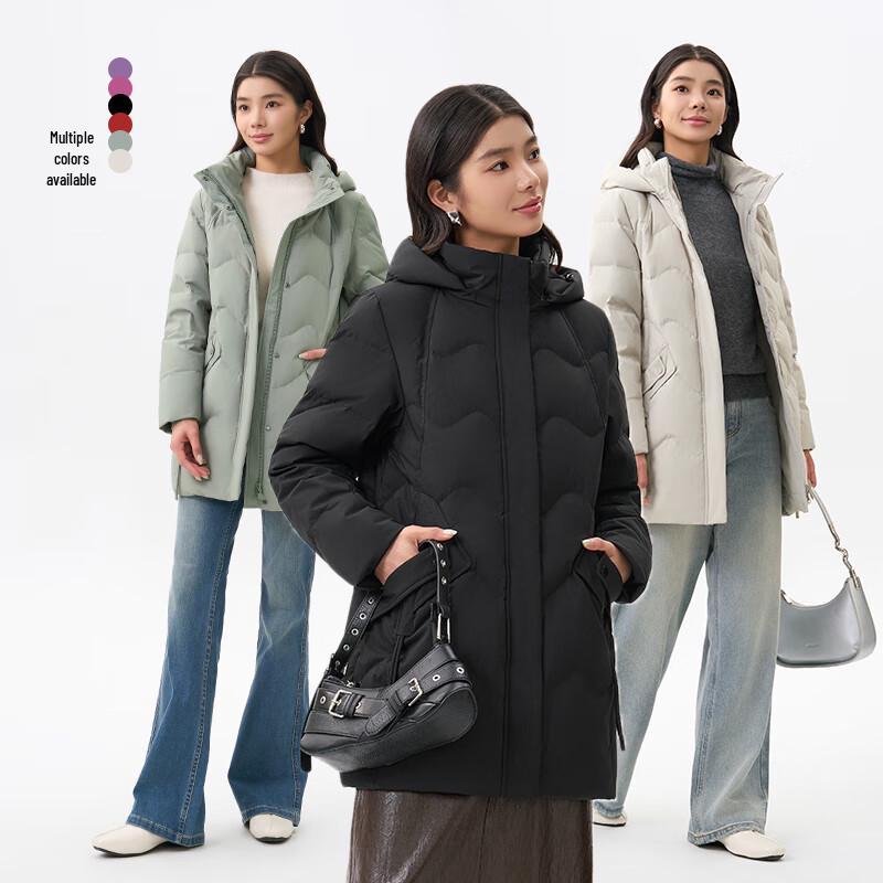 Qianrengang Women's Hooded Mid-Length Down Jacket Y309308Y