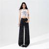 Spring Summer Bling Full Star Wrinkle Resistant Four Way Stretch Drape Micro Flare Wide Leg Denim Pants For Women Casual Pants Oversize Denim Trousers