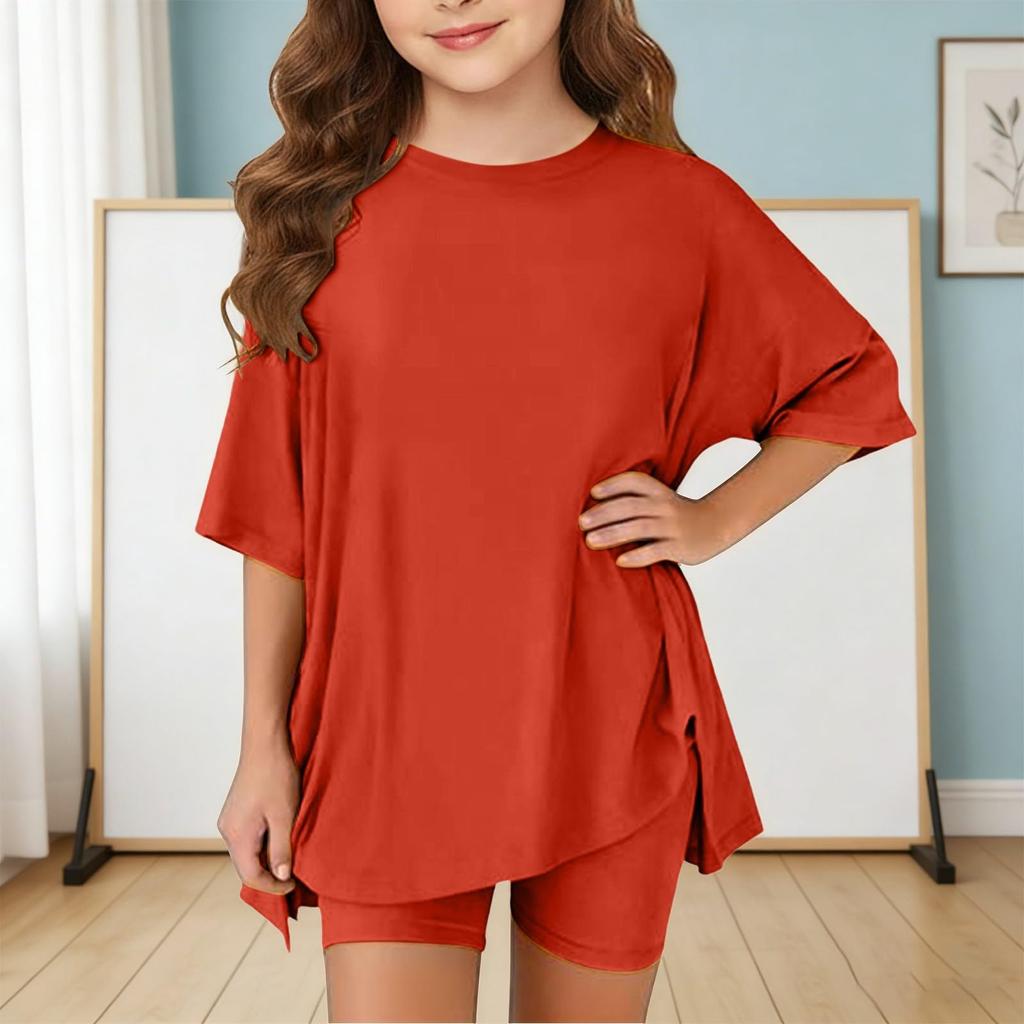 Sommeroutfits für Mädchen, 2-teilige Sets aus Hemden und Shorts, Frühlingsoutfits, Sportshorts-Sets für Teenager-Mädchen