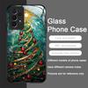 Artistic Cartoon Christmas Tree Pattern Tempered Glass Phone Case for Samsung Galaxy S25 Ultra S24 S23 Plus S22 S21 S20 FE Cover