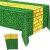 2 Pcs Yellow Brick Runner Tablecloth Cover Green Grass 54 X 87 Wizard Party Decoration Brick Backdrop Wall Waterproof Grass Field Plastic Table Cover