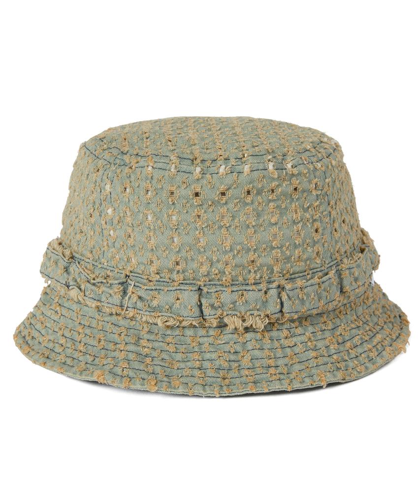 THISISNEVERTHAT Beschädigter Denim Jungle Bucket Hat Gewaschenes Blau