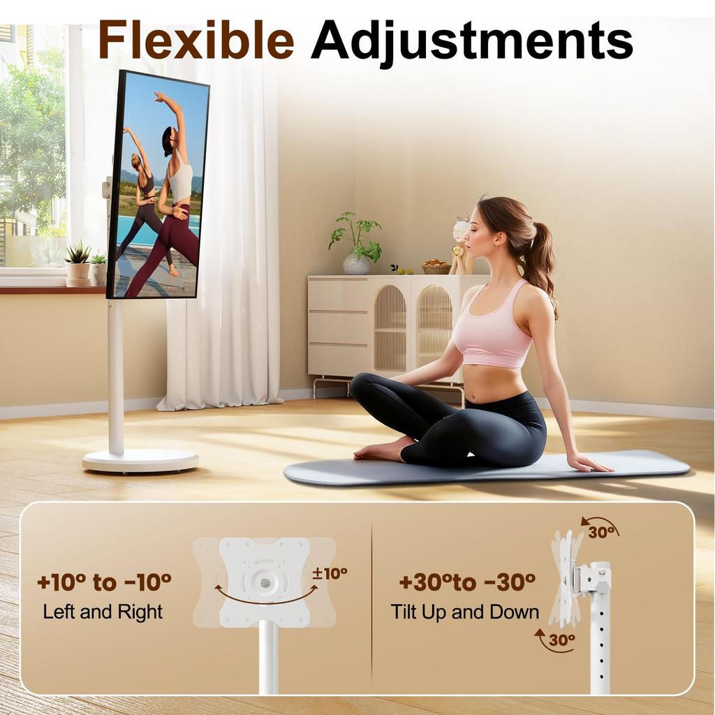 Adjustable Mobile TV Stand-360° Rotating Floor Mount for 10-42" OLED/LED Screens,Portrait/Landscape Switch, 88lbs VESA 200x200mm