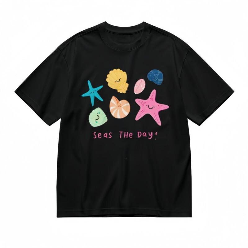 

Women s Trend Classic T-Shirt Smiling Shells Starfish Coastal Vibes Tee M