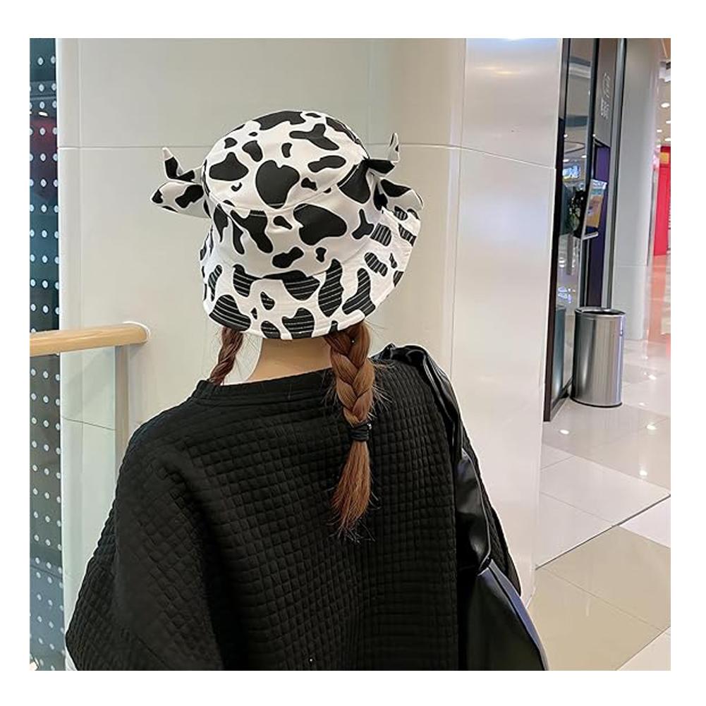 Trendiger Fischerhut mit niedlichen Hörnerohren Strand-Sonnenhut für Damen Herren Sommer Faltbarer Sonnenschutz Fischerhut