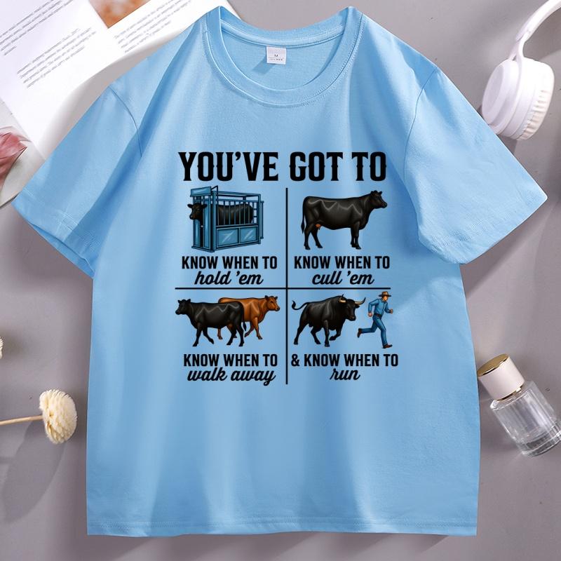 Funny Rancher Graphic Tee Cow Printed T Shirt Cotton Short Sleeve Round Neck Tshirts Male Comfortable T-shirt