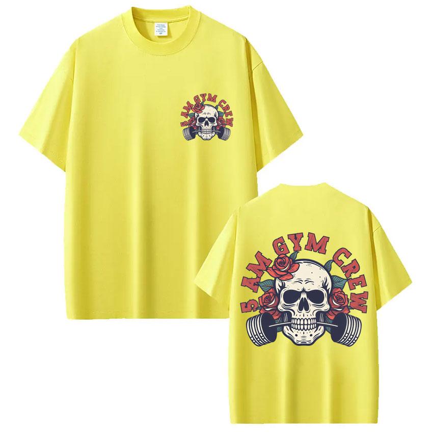 5 Am Gym Crew Skeleton Graphic T Shirt Unisex Women Fashion Aesthetic Gothic Tshirt Oversized Cotton Casual Tshirts Streetwear