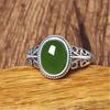 Vintage Faux Hetian Jade Ring with Spinach Green Chalcedony