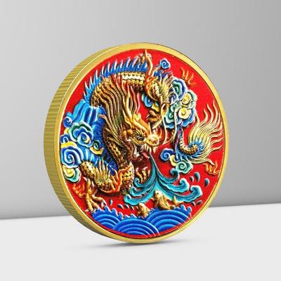 Chinese Dragon Zodiac Painted Metal Coin Badge Creative Souvenirs Creative Coins Fashion Toy Ornaments, Christmas Gift, Stocking Stuffers