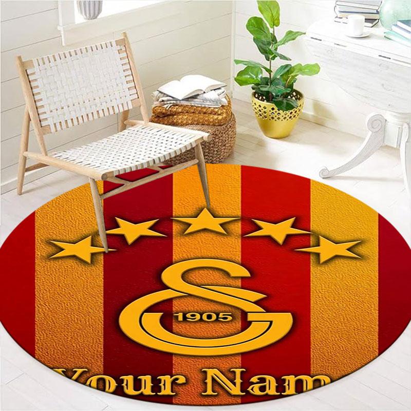 Galatasaray S Custom Name Round Area Rug,Carpet Rug for Living Room Bedroom Sofa Playroom Decor,Non-slip Floor Mat
