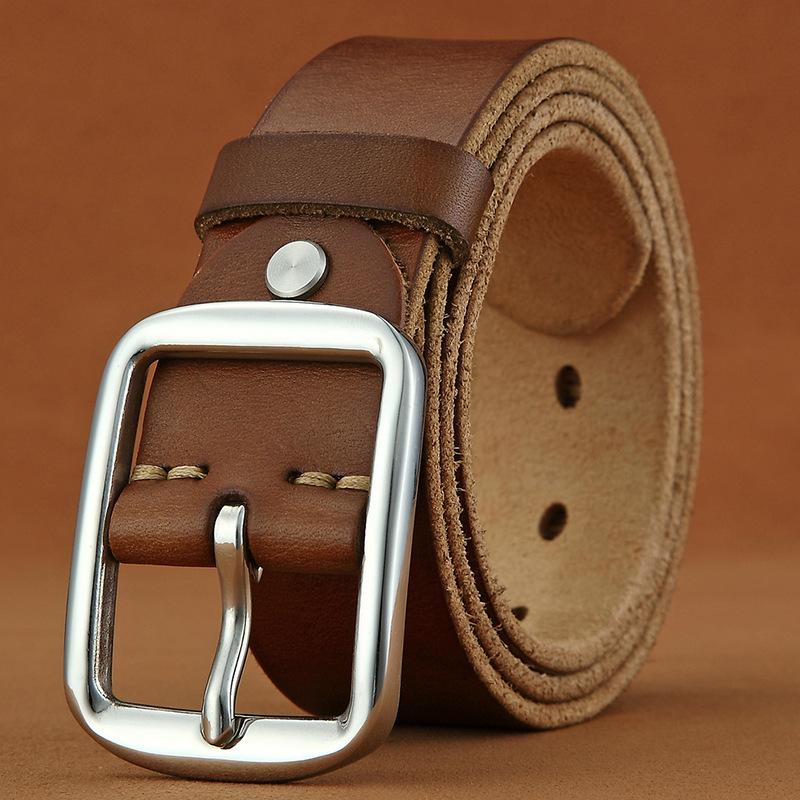 

Ремень мужской из натуральной кожи с пряжкой, первый слой из натуральной коровьей кожи, ретро-японская пряжка, молодежный ремень ручной работы из нержавеющей стали 304 138cm