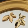 1 Paar Modische Hochwertige Goldene Edelstahl Blatt Ohrringe