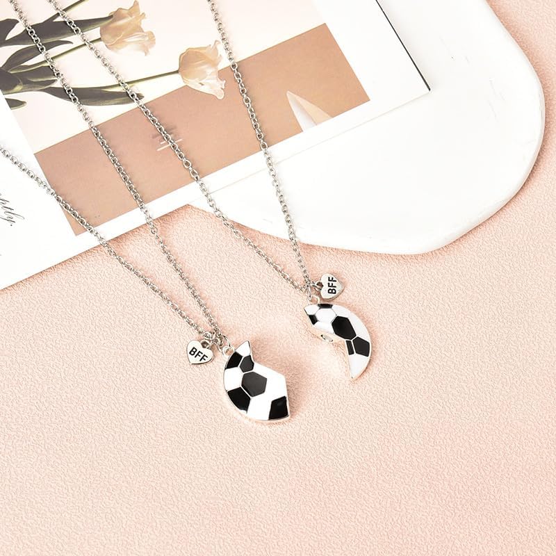 Футбольные necklaces дружбы Xiyantiji для 2 лучших друзей Подарок на день рождения, выпускной, Рождество для подростков Совпадающие BFF Necklace Спортивная тематика Футбол