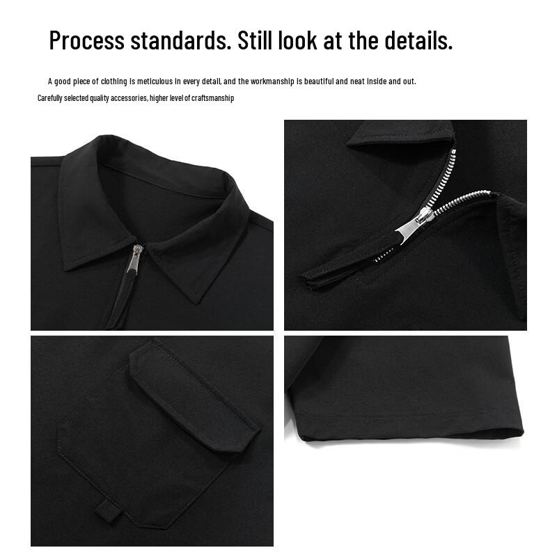 MEDE Men's Ice Silk Half-Zip Polo Sport Set