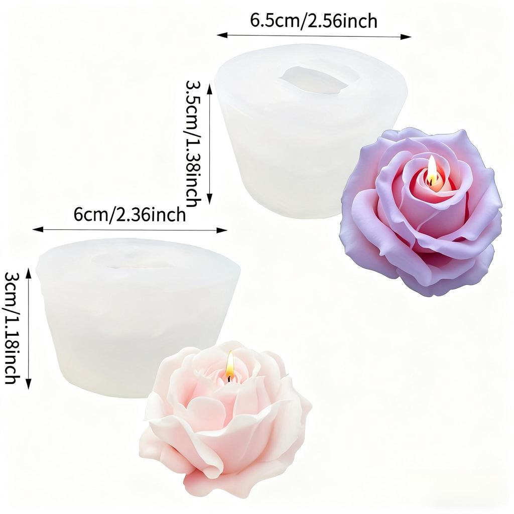 1 Piece 3D Elegant Rose Silicone Mold - Reusable Flexible Mold for Candle, Resin Art, Handmade Soap and Clay Making, Exquisitraft Enthusiasts